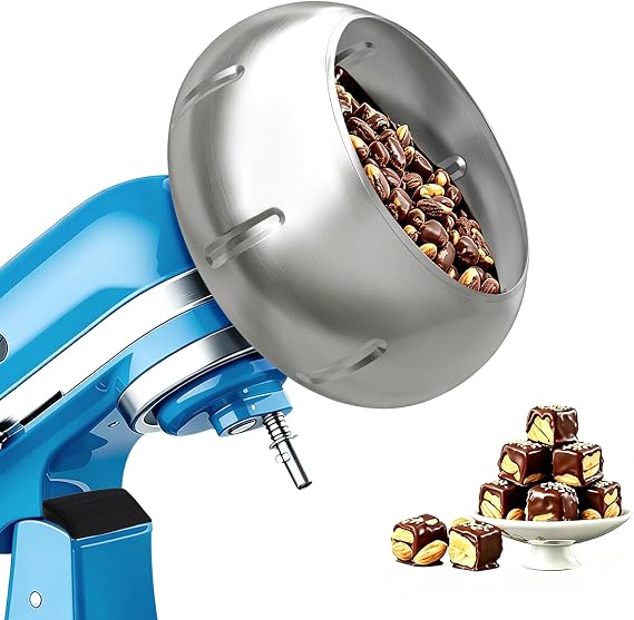 Chocolate Candy Coating Attachment for Kitchenaid, Compatible with KitchenAid 4.5QT/5QT Tilt-Head Stand Mixer, Easy DIY Treat Maker Candy Coat Machine for Making Chocolate Covered Nuts, Popcorn &Candy