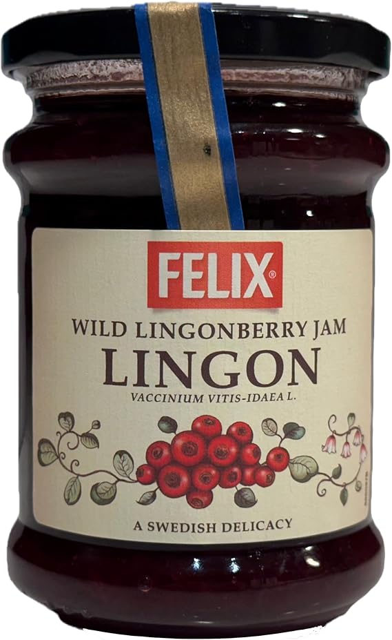 Felix | Lingon - Wild Lingonberry Jam - Tyttebær - Puolukka | 1 x 283g JarL8 | Scandinavian-style lingonberry preserve, perfect as a condiment for meatballs, game dishes, and traditional Nordic meals.