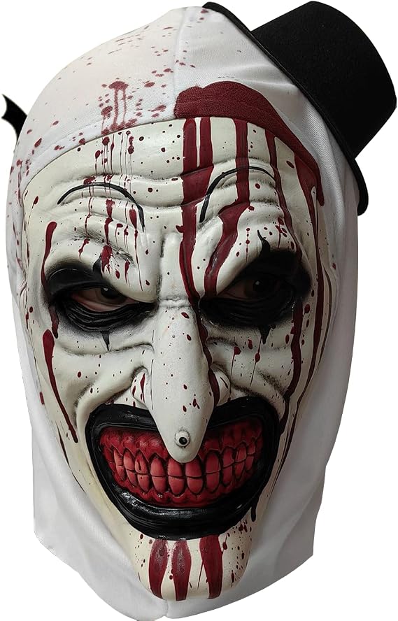 Halloween Clown Mask, Creepy Clown Latex Mask with Headscarf, Full Head Clown Joker Masks, Scary Halloween Mask for Halloween Cosplay Costume Props