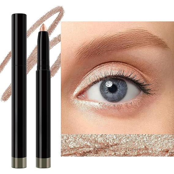 Champagne Eyeshadow Stick Smooth Cream Eyeshadow Pencil, Waterproof Long Lasting Eye Shadow Stick, High Pigment Hypoallergenic Highlighter Stick Create Multi-Dimensional Eyes Look (02# Champagne)
