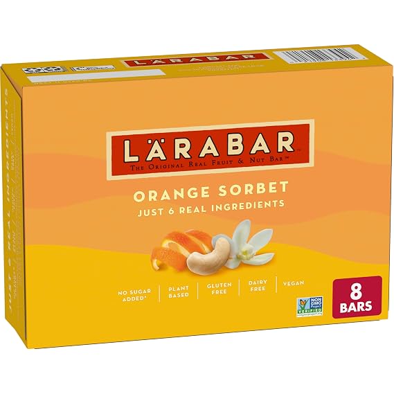 Larabar Orange Sorbet Bars, Gluten Free Vegan, 8 ct