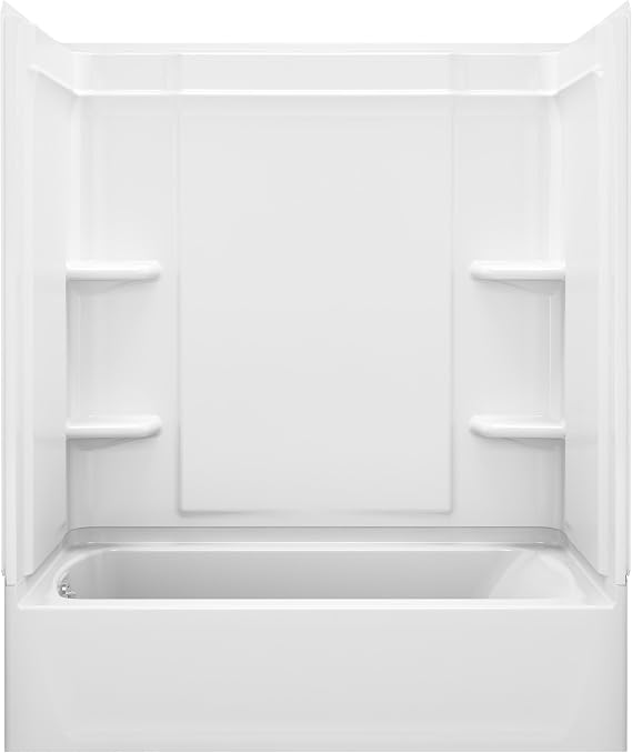 STERLING, a KOHLER Company Ensemble Medley, Series 7137, 60-Inch x 30-Inch x 73-Inch Bath/Shower with Age in Place Backers and Left-Hand Drain, White