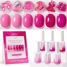 Double Rhythm 6 Pcs Hema Free Gel Polish Set 0.50 OZ Same Color Same Bottle Soak Off Neutral Natural Milky Gel Polish Kit Nail Art Manicure Salon DIY at Home Bright Pink Purple-H6-5