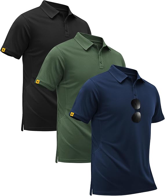 3 Pack Men Polo Shirts Short Sleeve Moisture Wicking Golf Casual Work Polo
