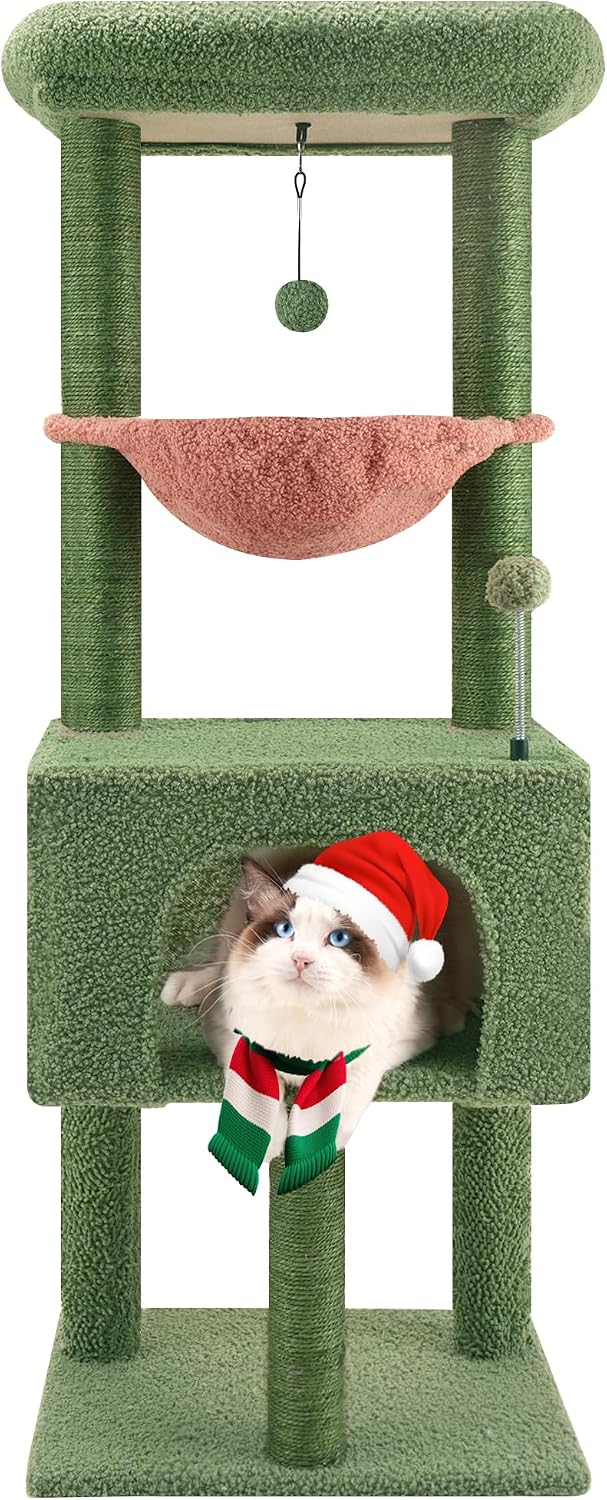Fashion Design 43.3 Cat Trees with Cat Houses,Green