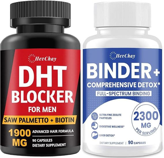 2300MG Detox Binder + DHT Blocker for Men Bundle | Liver Gut Cleanse & Hair Growth Supplement Combo