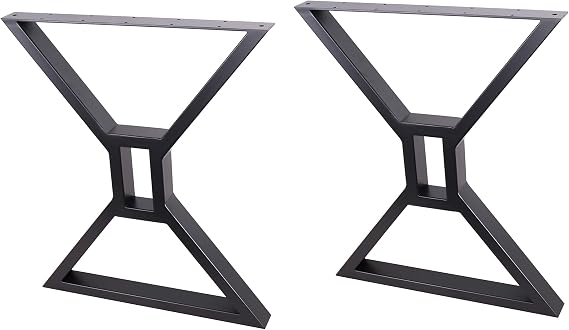 2 x 30 Dining Table Legs, Hollow X-Shaped Steel Table Legs, Office Table Legs,Computer Desk Legs,Industrial Kitchen Table Legs,Set of 2,Black