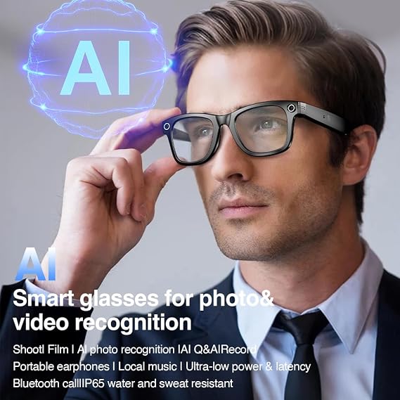 AI Smart Glasses With Camera,HD Photo & Video,Bluetooth Sunglasses Built-in Speakers,Wireless Music & Call