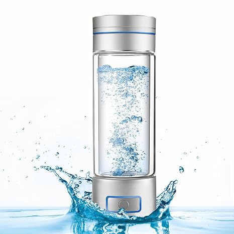 Hydrogen-rich water bottle Hydrogen Water Bottle Hydrogen content 9000ppb Portable Hydrogen Water Generator with PEM & SPE Technology 260ml Portable Hydrogen Water Generator Maker (Silver)