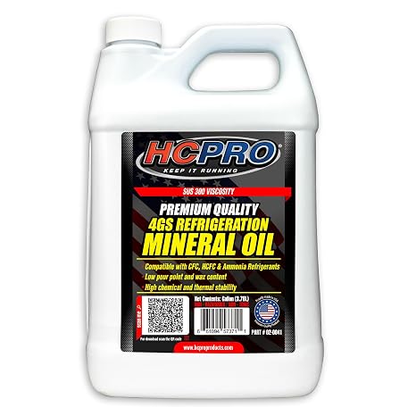 HCPRO HC4GV68 4G Refrigeration Mineral Lubricant Oil SUS 300 ISO VG68 for HVAC and Air Conditioning Compressors - Naphthenic Base 68 CST