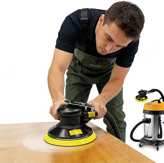 MOMODA M12 Woodworking Gear: Anti-Debris Protective Waders & 6-Inch Orbital Sander 