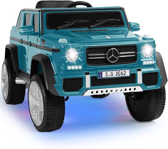 JOYLDIAS 12V7AH Ride On Car for Kids, Licensed Mercedes-Benz G650S | Kids Ride On Truck W/2.4Ghz Remote Control, 3 Speeds, Bluetooth,Music,LED Lights, Spring Suspension, Peacock Blue