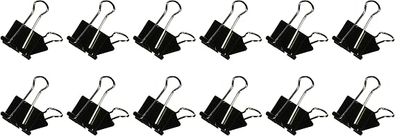 Officemate International Corp. 99050 Binder Clips,Medium,1-1/4-Inch Wide,5/8-Inch Cap, 12/BX, Black/Silver