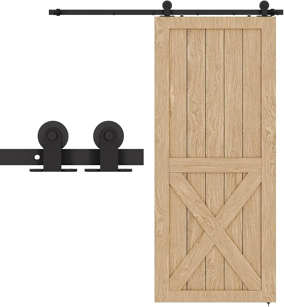 60" Sliding Barn Door Hardware Kit,Heavy Duty Top Mount Barn Door Track Kit,Black T Shape Hanger Set for Single Door Use