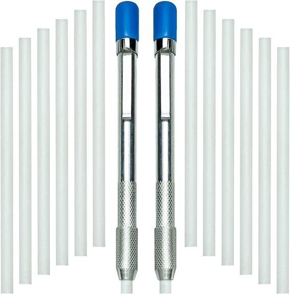 ALLY Tools Two Round Soapstone Holder with 14 Welding Quality Round Soapstone Pens Refills for Welders - Perfect for Making Removable Markings on Steel, Aluminum, and Cast Iron