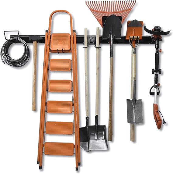 Wallmaster Garage Tool Storage Rack, Wall Mounted Garden Tool Organizer