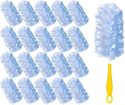 20 Count Duster Refills with Handle,Compatible with Swiffer Dusters Handle,Extra Fluffy & Thick for Superior Dust Lock,Unscented Disposable Dusters for Cleaning