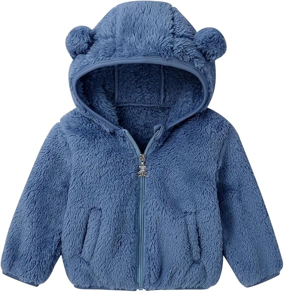 Baby Toddler Fleece Jacket with Hood Boys Girls Cute Bear Coats Hoodies