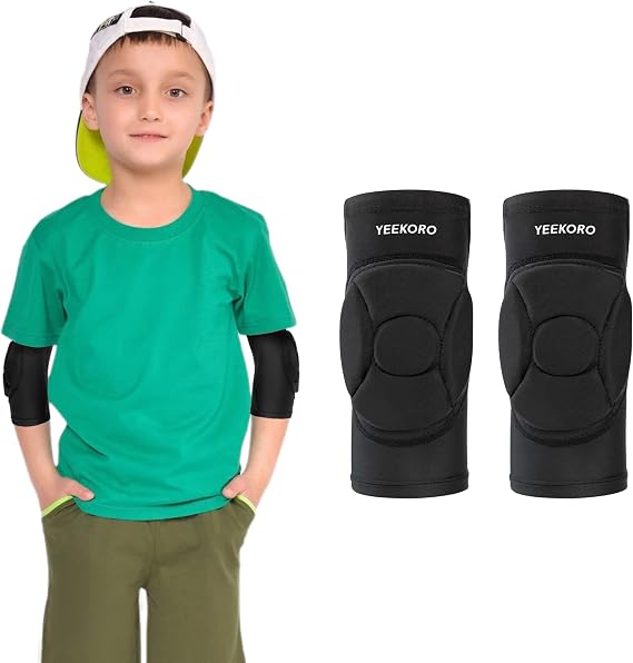 Kids/Youth Knee Pads Elbow Pads, Sports Compression Support Sleeve | Knee Elbow Protective Gear, Sports Knee Elbow Protector with Thickened Pads for Basketball Wrestling Football Volleyball