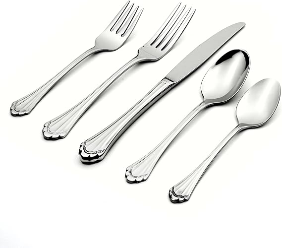 Oneida Marquette 5-Piece 18/8 Silverware Set for 1, Flatware | mirror finish, dishwasher safe | includes knives, forks, and spoons | cutlery set for kitchen and dining