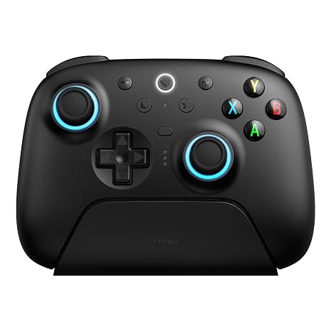 8Bitdo Ultimate 2 Wireless Controller for Windows & Android Gaming Controller with TMR Joysticks Switchable Hall Effect/Tactile Triggers Motion Control RGB Fire Ring 8Speed Wireless Tech Black