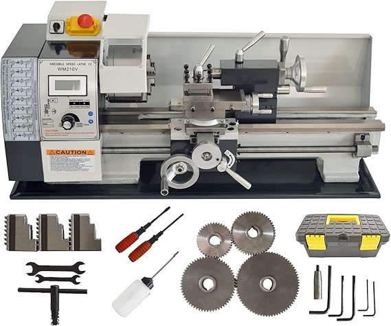 Techtongda 8X16" Metal Lathe Variable Speed Bench Lathe with 900W Brushless Motor Bench Lathe 110V MT5