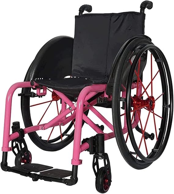 Lightweight Wheelchair Manual Sports Transportation Wheelchair Folding Aluminum Alloy Wheel Chair for Adults Seat Width 36,42Cm(Pink,40cm)