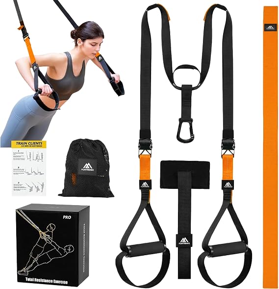 Flintronic Sling Trainer Set for One Full Body Workout Sling Trainer for Home Black/Orange-3