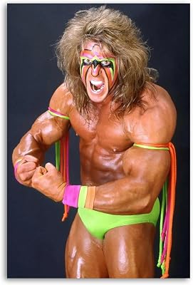JAWWENHA WWF Wrestling Ultimate Warrior Poster Decorative Painting Canvas Wall Art Living Room Posters Bedroom Painting 08x12inch20x30cm