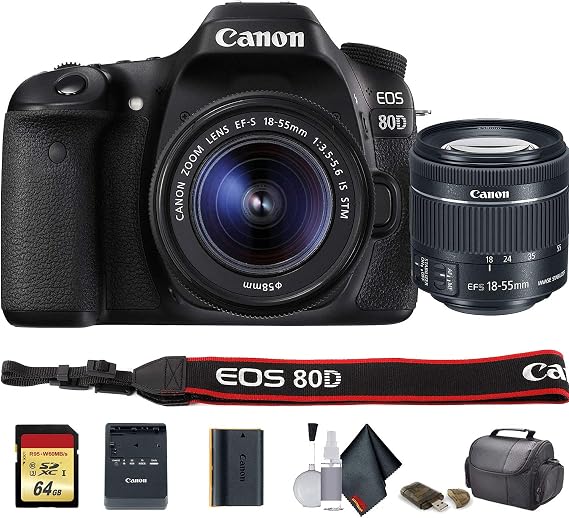 Canon EOS 80D DSLR Camera with 18-55mm Lens (International Model) (1263C005) - Starter Bundle