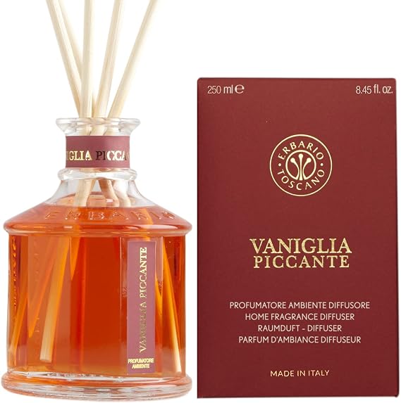 Erbario Toscano Spicy Vanilla Home Fragrance Diffuser in Glass 6.67 Fl.Oz. From Italy