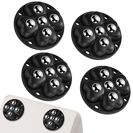 Self-Adhesive Caster Wheels Set of 4-100kg Heavy Duty Stick on Wheels for Furniture, 360° Rotating Small Castors for Cabinet, Wardrobe Moving (Black)