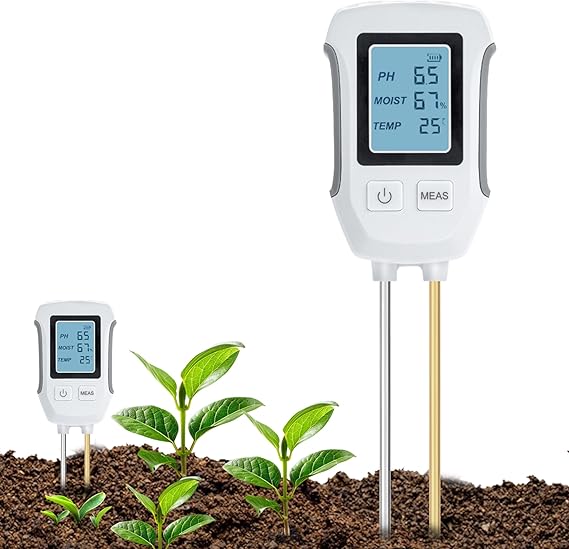Mcbazel Soil Meter,3 in 1 Digital Plant Soil Moisture Meter with PH/Moisture/Temperature for Garden,Lawn,Farming and House/Outdoor Plants
