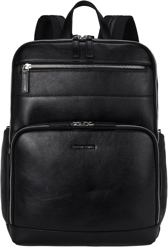 BOSTANTEN Men Leather Backpack 15.6 Laptop Backpack Travel Business Office Bag Large Capacity College Daypack