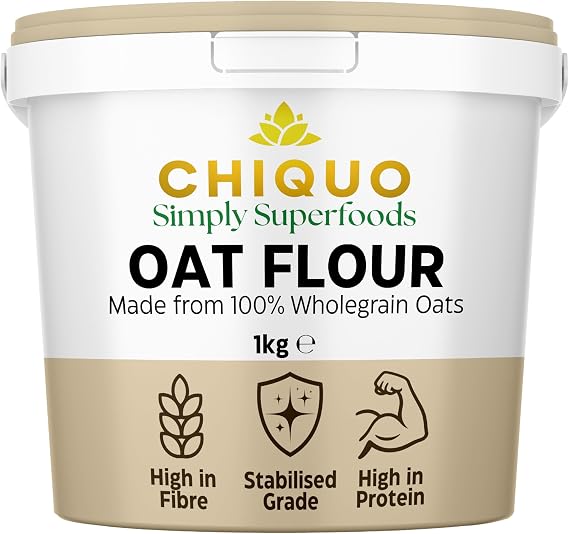 Chiquo Oat Flour 1kg Tub - Premium Stabilised 100% Wholegrain Oats | High Protein & Fibre, Low Fat | No Added Sugar | Vegan & Clean Eating Friendly | Perfect for Pancakes, Baking, Smoothies & Cooking