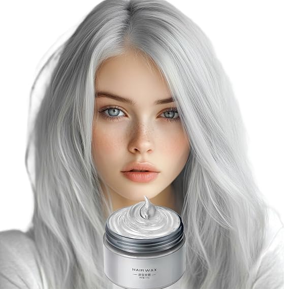 White Temporary Hair Wax - Washable Color for Dark Hair & Wigs, No Bleach Needed, Lasts 1 Wash - Easy to Apply & Remove - Vegan & Cruelty-Free - Perfect for Halloween, Cosplay