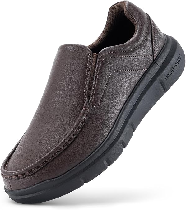 FitVille Mens Loafers Slip On Leather Shoes Wide Fit Comfortable Moccasins Casual Walking Sneakers for Men