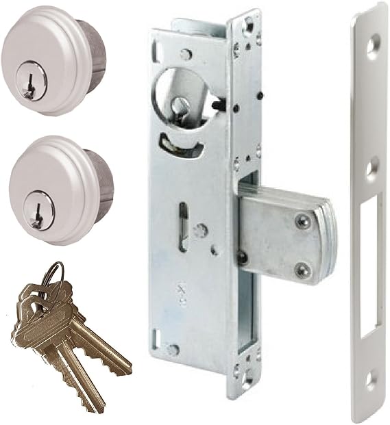 Pacific Doorware Storefront Door Mortise Lock Swing Deadbolt & Cylinder Combo, Adams Rite Cam (Double Cylinder, Aluminum Silver, 31/32" Backset)