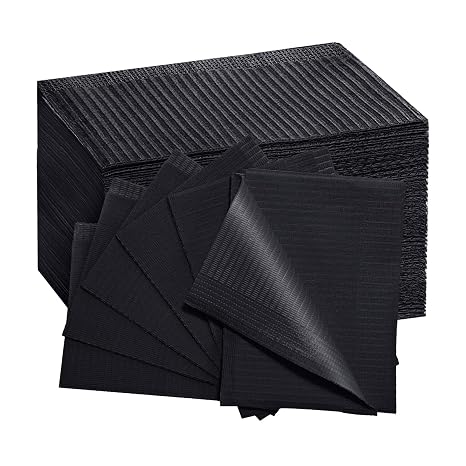 Black Dental Bibs Disposable Dentist Bibs 13" x 18", 50 PCS Patient Bibs Tattoo Paper Npkins 3 Ply Waterproof Dental Bib Sheets Dentist or Medical Tray Cover and Nail Table Cover