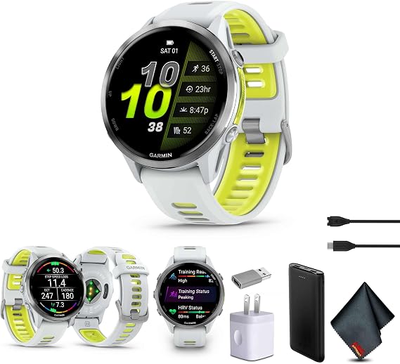 Garmin Forerunner 970 Running Smartwatch (Amp Yellow) with P-Bank Bundle