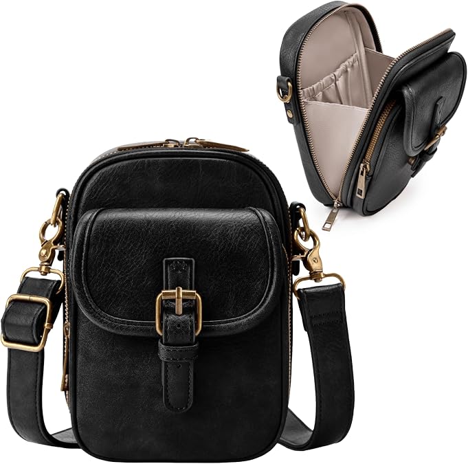 Small Crossbody Cell Phone Purse for Women Vintage Mini Crossbody Bag with Card Slots, Vegan Leather Phone Wallet Pouch