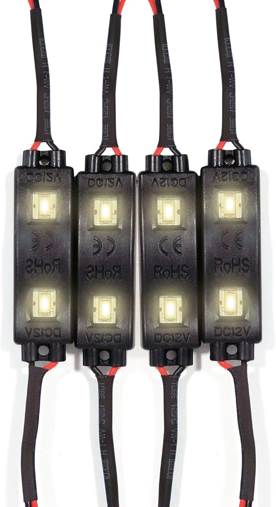 POD SMD 2 LED 5730 Wide Angle Module Waterproof 12V Edge Cabinet Strip/Automotive Lighting (4 Pack) (Warm White)
