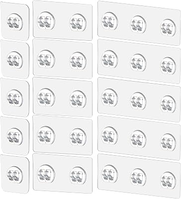 15 Pack Shower Caddy Adhesive Replacement, No Drilling Shower Shelf Adhesive, Strong Caddy Sticker Hooks Replacement for Showers Shelves and Kitchen Racks Organizer