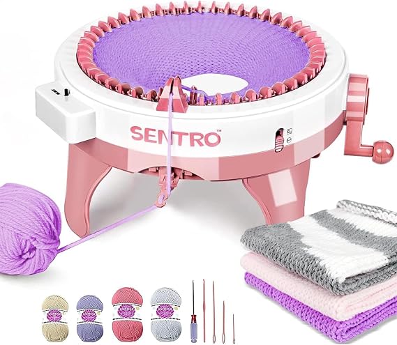 BUAOB SENTRO Knitting Machine 48 Needles for Adults, Smart Automatic Circular Crochet Knitting Machine with Row Counter
