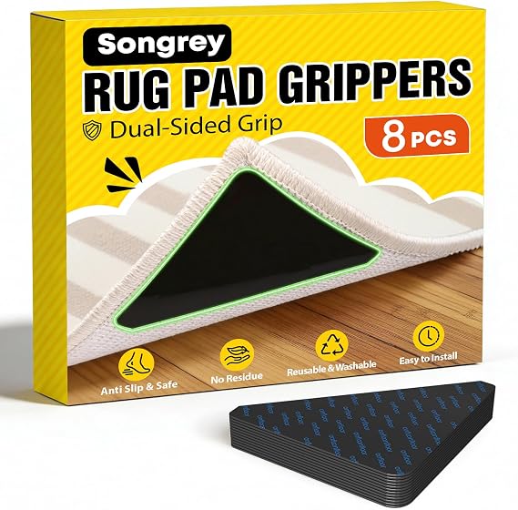 Songrey Rug Corner Grippers for Hardwood Floor 8PCS