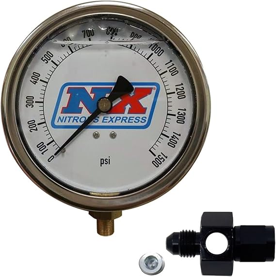 Nitrous Express 15541 Nitrous Pressure Gauge 4 in. High Accuracy Liquid Filled Gauge 4AN Fitting Nitrous Pressure Gauge