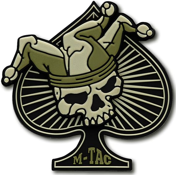 M-Tac Morale Patch Joker Skull Death Card Tactical 3D PVC (Black-Olive)