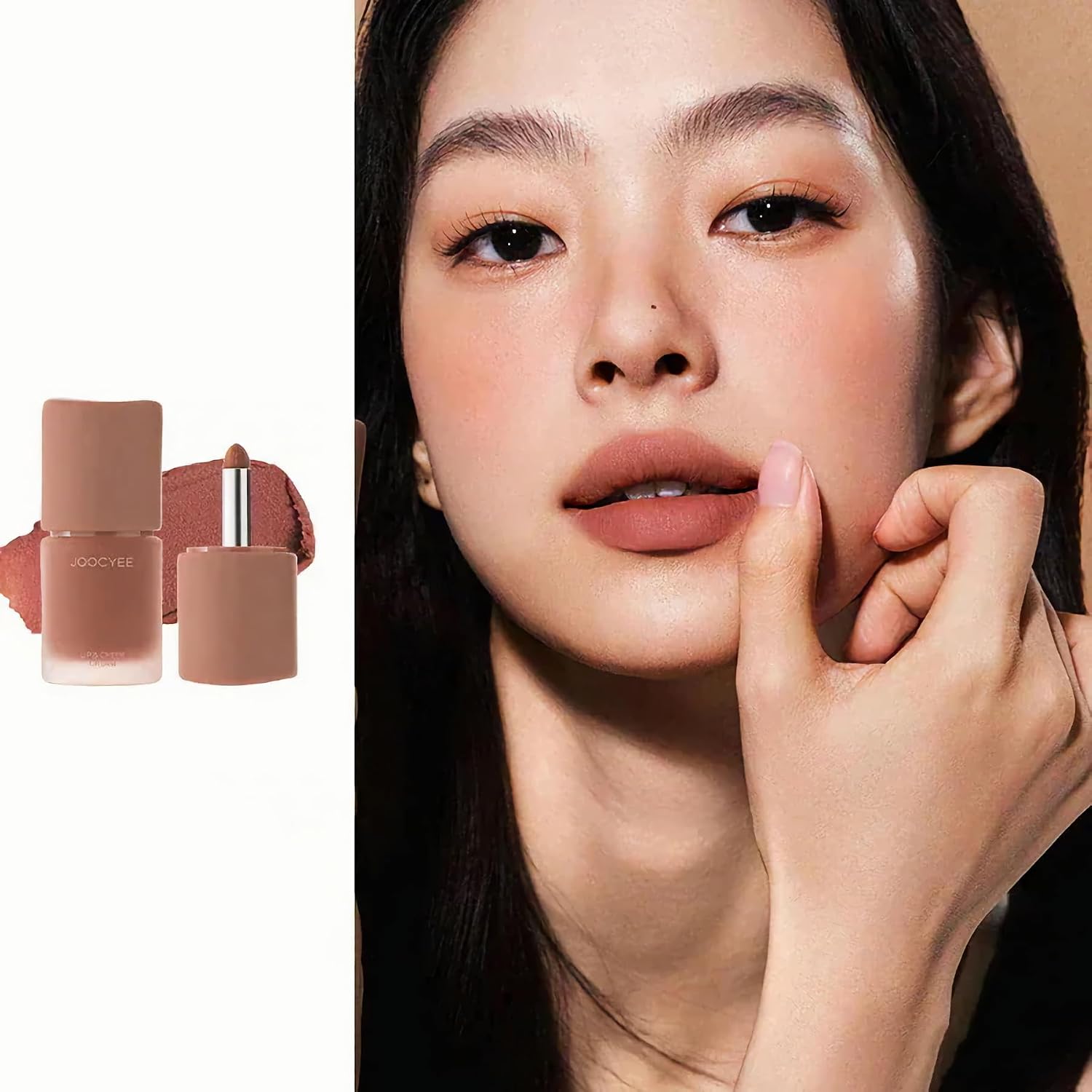 Juicy Multi-Use Lip Tint Lip & Cheek Autumn Mood Color Natural Tone Eyeshadow Matte Cream Blush Transparent Nude Color Natural Mini 3D Small Face Blood Tone Mud Lip #C21 Cinnamon Roll