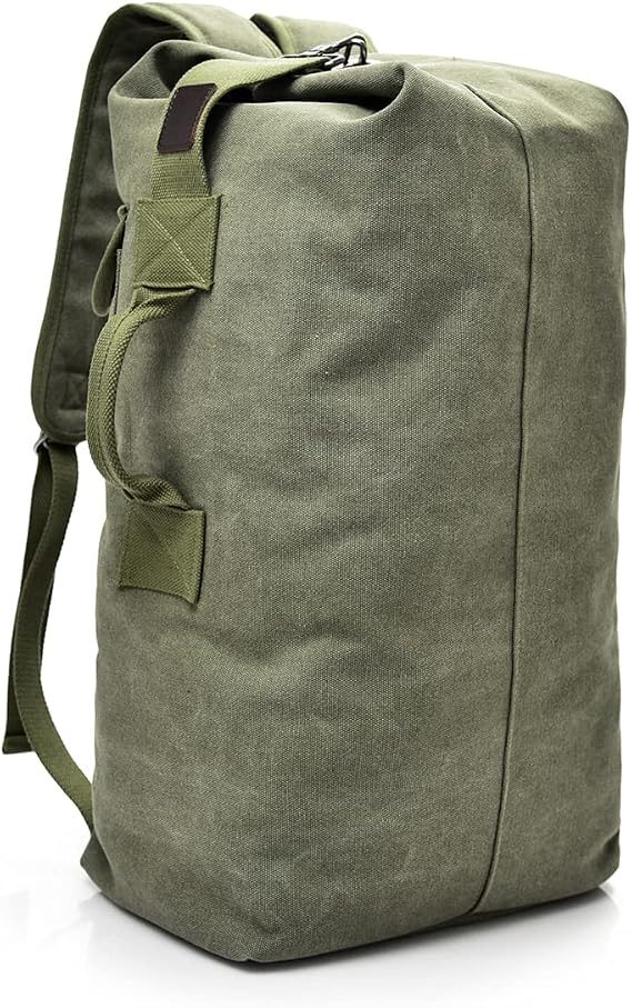 DETECH Large Capacity Travel Climbing Bag Tactical Military Duffel Bag Top Load Double Strap Canvas Backpack
