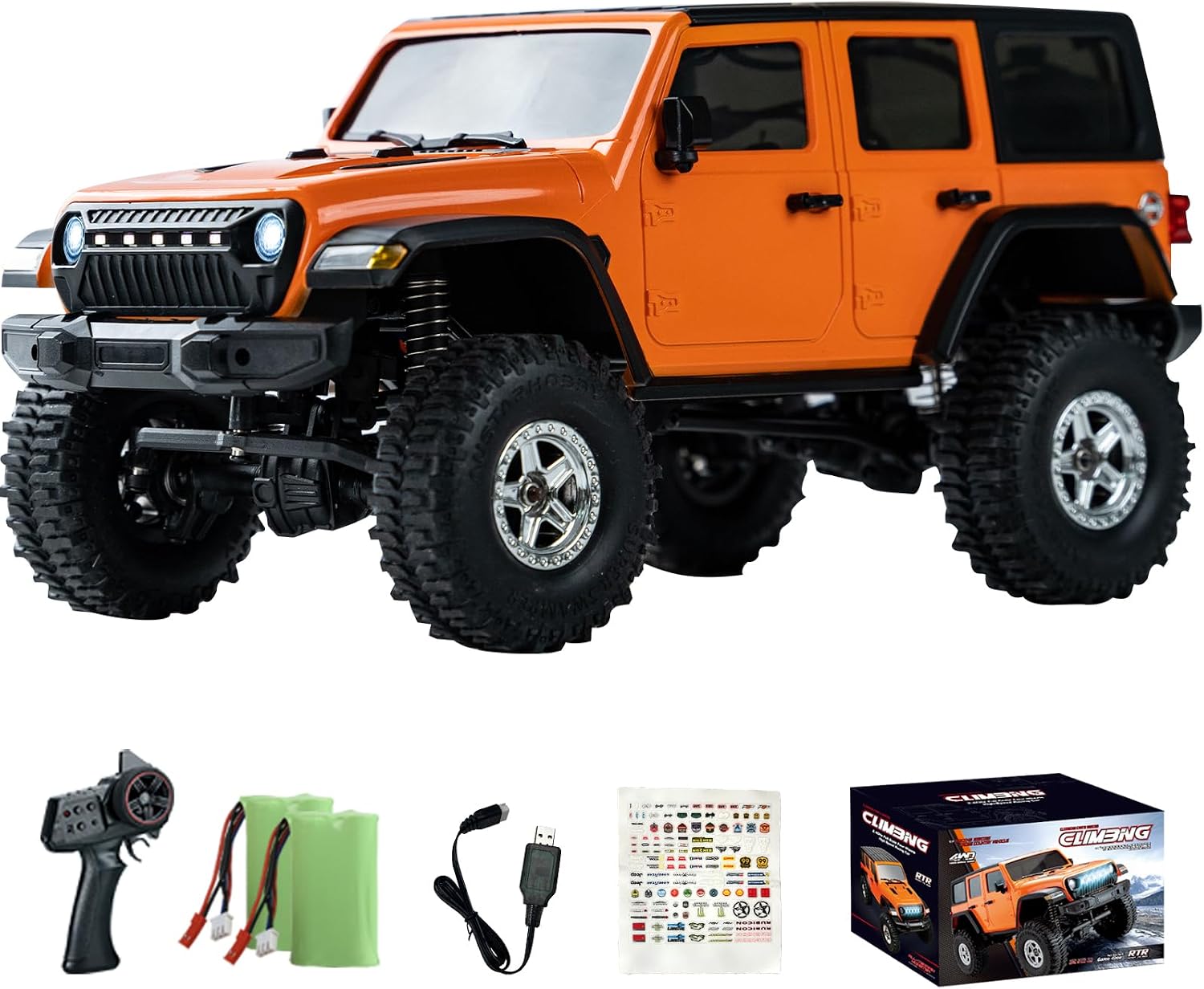 Pro RC Car for Kids, Popular RC Off-Road Jeep, Rechargeable with Interactive Lights, 2.4GHz Remote Control Car, Crawler 4WD, Operation Time: 80 Minutes, Electric Toy, MIC Certified, For Boys